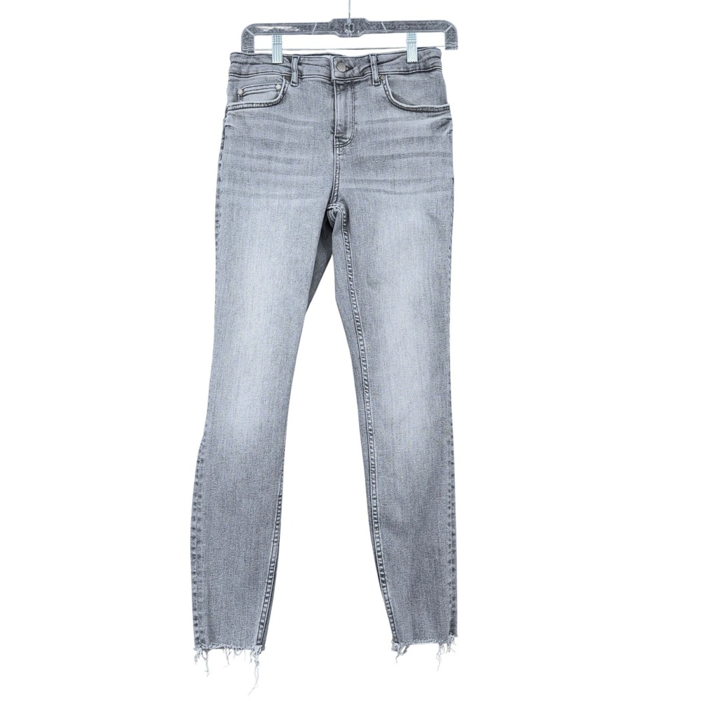 Zara Womens High Rise Skinny Jeans Grey Raw Hem Size‎ 6 EUR 38 MEX 28